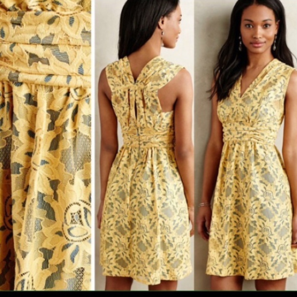 Tracy Reese yellow/grey lace dress
